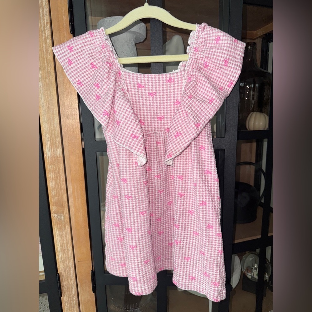 Zara Kids bows gingham jacquard ruffle dress toddler girl embroidered